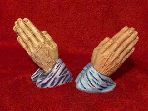 Set Of 2 Dry Brushed Ceramic Praying Hands Etsy