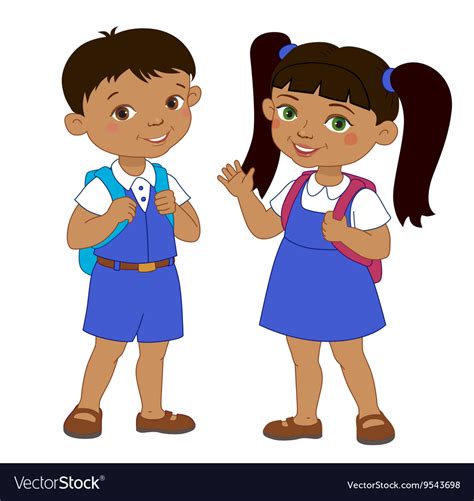 Boy And Girl With Backpacks Pupil Stay Cartoon Vector Image