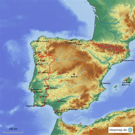 Stepmap Portugal Und Spanien Landkarte Für Deutschland