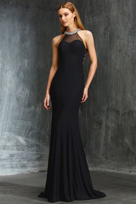 Elegant Black Sheath Beading Sleeveless Floor Length Evening Dress