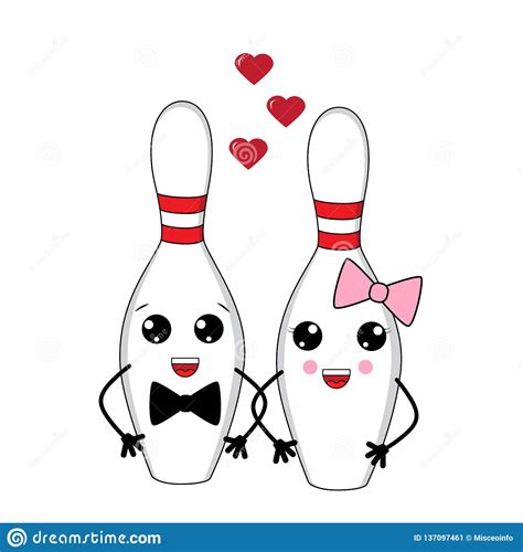 Pair Of Bowling Pins Love Valentines Day Vector Stock
