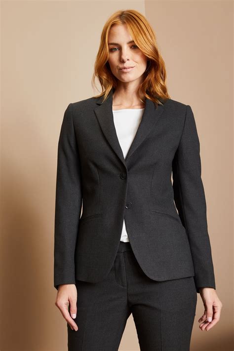 Contemporary Womens 2 Button Suit Jacket Reg Charcoal Sj