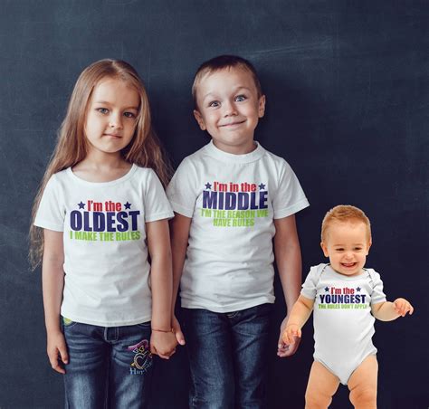 Sibling Rules Oldest Middle Youngest Child T Shirt Kids Etsy Uk