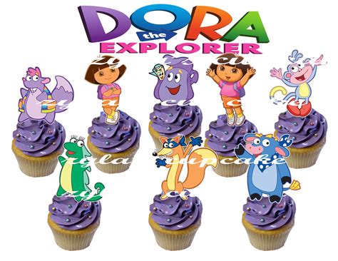 16 Pieces Of Dora The Explorer Cupcake Toppers Etsy