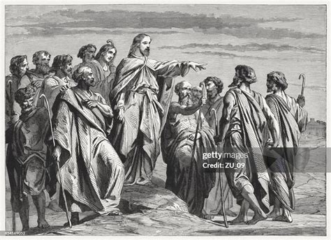 Jesus Sends Out The Twelve Apostles Published 1886 High Res Vector