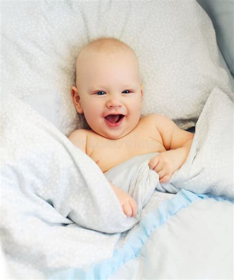 720 Closeup Portrait Cute Positive Baby Bed Stock Photos Free