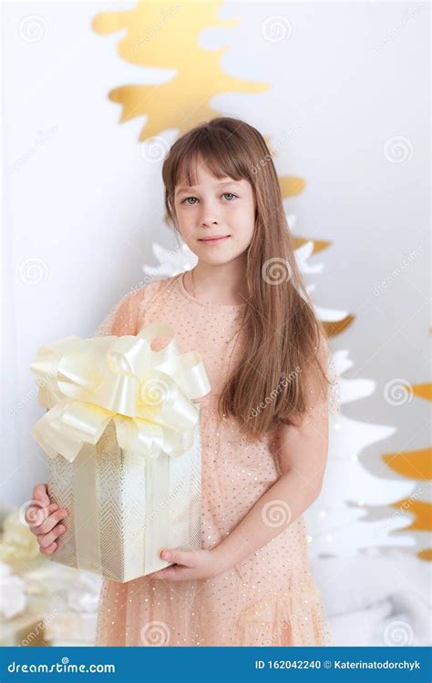 Merry Christmas And Happy Holidays New Year 2020 Little Girl Opening