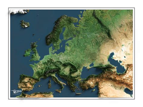 A Shaded Relief Map Of Europe Rendered From 3d Maps On The Web
