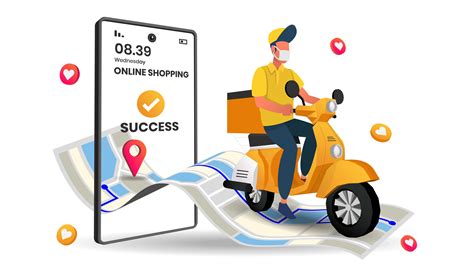 Online Mobile Application Delivery Service By Scooter 1213467 Vector