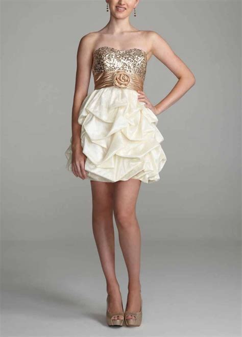 Short White And Gold Prom Dress With Flower Accent Prom Dress 2012