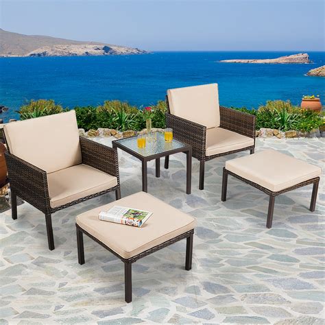 Check spelling or type a new query. Costway 5PCS Rattan Patio Furniture Set Chairs Ottoman ...