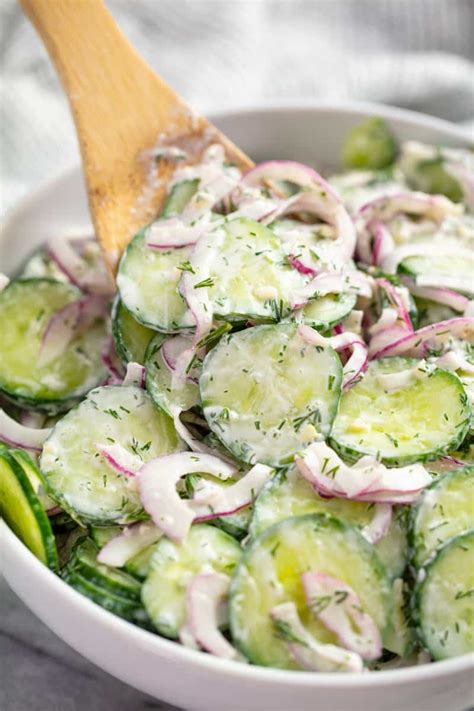 Easy Creamy Cucumber Salad Recipe Cucumber Recipes Salad Cucumber