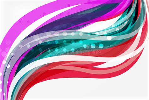 Vector Color Wave Lines With Dotted Effect On Light Background Stock