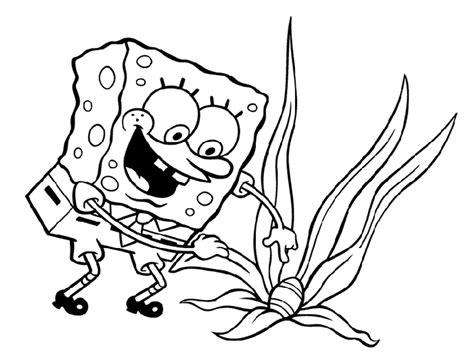 Spongebob appears very happy and smiling in this coloring page. Free Printable Spongebob Squarepants Coloring Pages For Kids