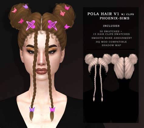Pola Hair V1 And V2 With Hair Clips At Phoenix Sims Sims 4 Updates