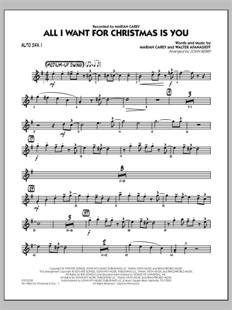 All I Want For Christmas Is You Alto Sax 1 Sheet Music John Berry Jazz Ensemble