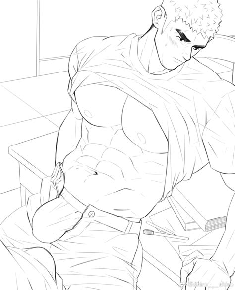 Original Highres Paid Reward Available Unfinished Boys Abs Against Table Averting Eyes