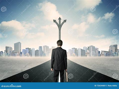Businessman Standing On The Road Stock Image Image Of Highway
