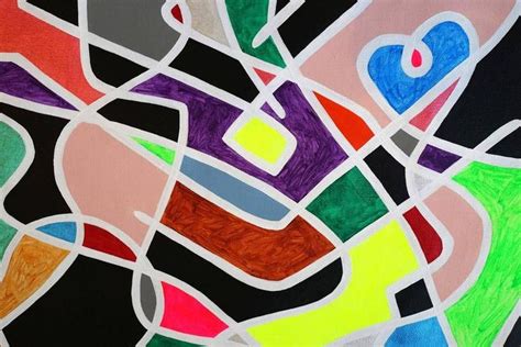 Abstract Painting Colorful Bold Lines Geometric Shapes