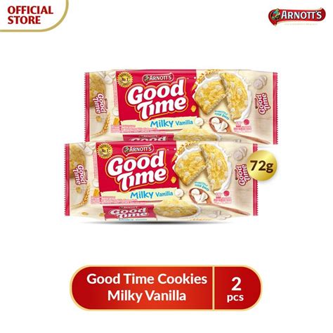 Good time merupakan cookies buatan arnott's yang sudah menjadi favorit banyak orang. Good Time Cookies Milky Vanilla 72 gr (Twinpack) | Shopee ...