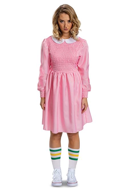 stranger things women s deluxe pink dress eleven costume