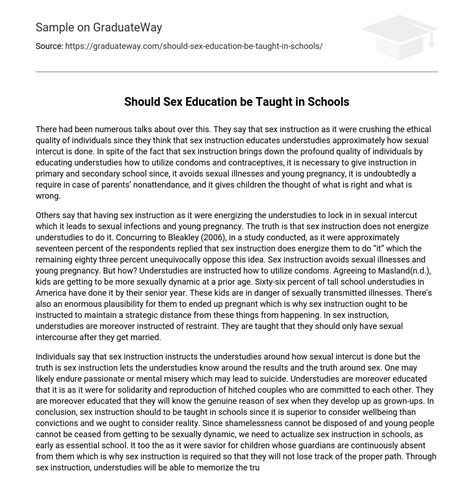 ⇉should sex education be taught in schools essay example graduateway