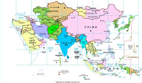 Asia Time Zones Map Live Current Local Time And Time Zone Daylight