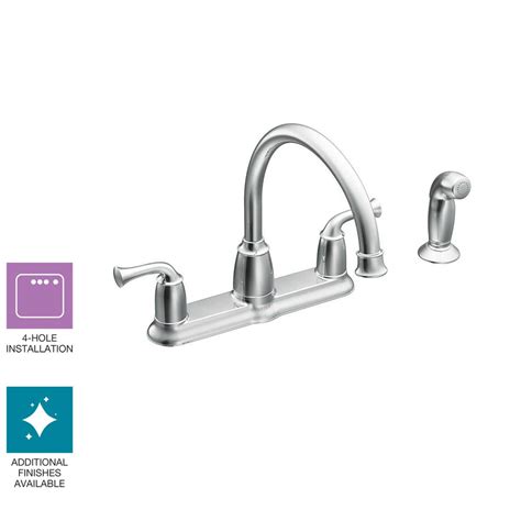Moen 7545w camerist single handle kitchen faucet with pullout spout glacier. MOEN Banbury 2-Handle Mid-Arc Standard Kitchen Faucet with ...