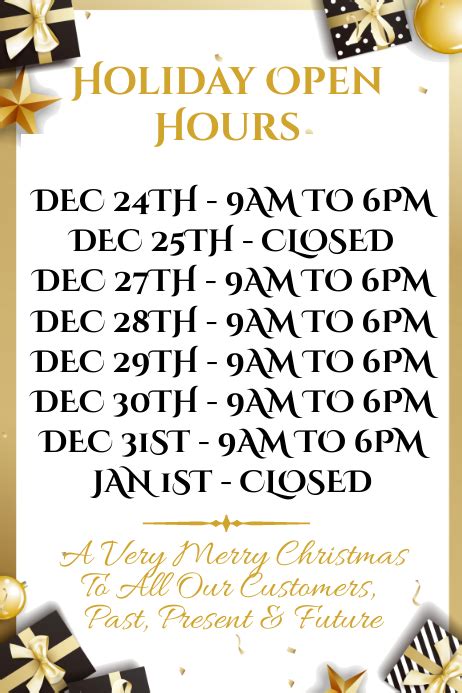 Christmas Store Opening Hours Template Postermywall