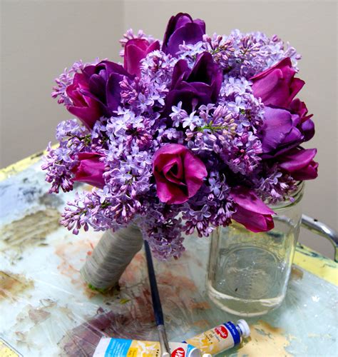 A Locally Harvested Bouquet Of Lilacs And Tulips From Our Weekend