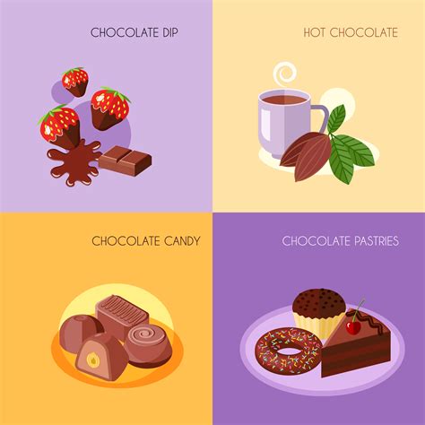 Chocolate Icons Flat 443875 Vector Art At Vecteezy