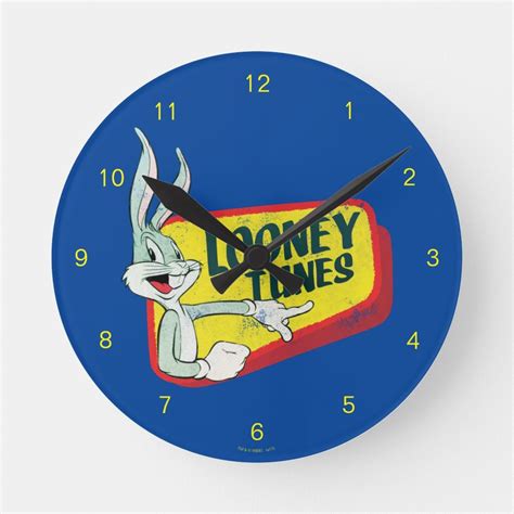 Bugs Bunny Looney Tunes Retro Patch Round Clock