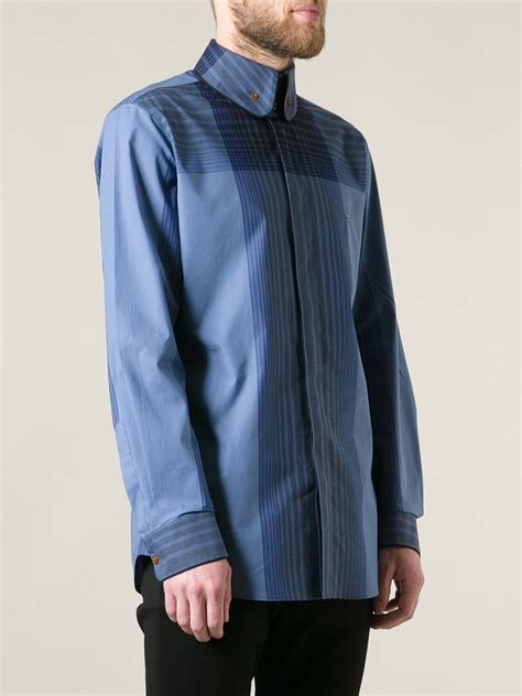 Lyst Vivienne Westwood Checked High Collar Shirt In Blue For Men