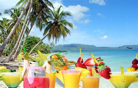 Wallpaper Summer Beach Fresh Sea Cocktails Fruit Drink Palms Tropical Cocktails Images