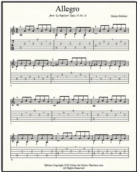 Think of it as a guitar lesson on paper or on screen. Classical Guitar Sheet Music "Allegro" by Giuliani