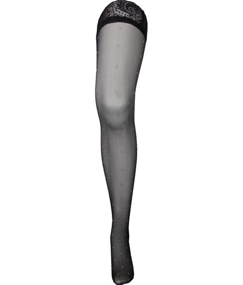 Thigh Length Black Stockings With Polka Dots Throughout Discreet Tiger