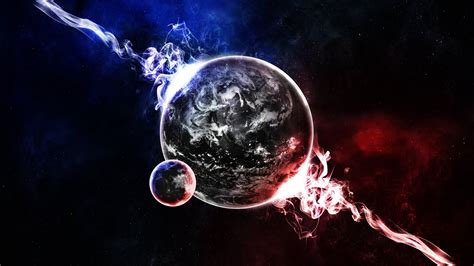 Red And Blueearth And Moon Rwallpapers