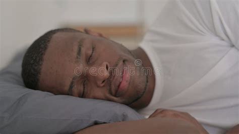 African Man Sleeping In Bed Peacefully Stock Image Image Of