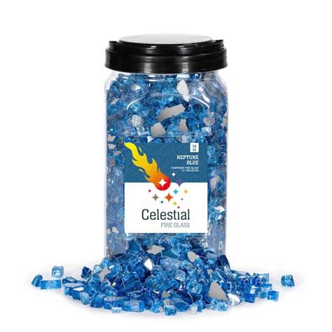 Celestial Fire Glass 1 2 In 10 Lbs Neptune Blue Reflective Tempered Fire Glass In Jar Trl Nb
