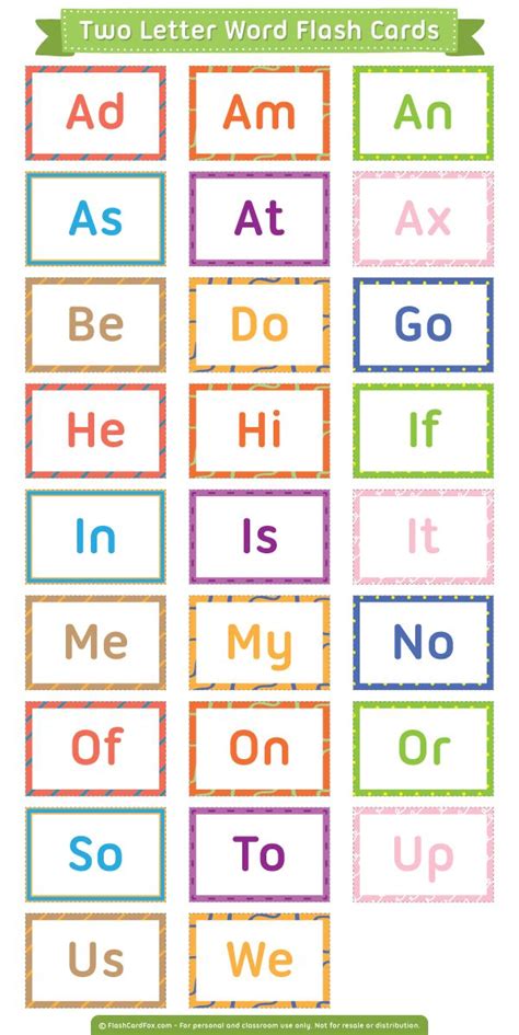Bold letters for given sound. Free printable two-letter words flash cards. Download them ...