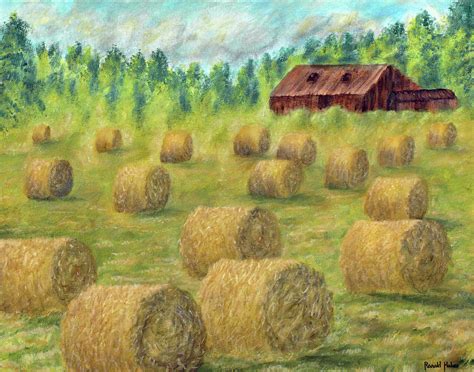 Hay Bales And Red Barn Lytham St Annes Painting By Ronald Haber