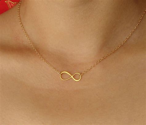 Infinity Necklace Gold Infinity Charm Gold Infinity Bridal Etsy