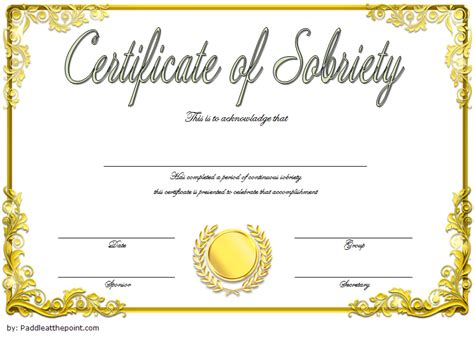 9 Sobriety Certificate Template Ideas Certificate Pertaining To