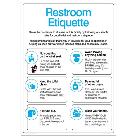 Restroom Etiquette Poster For Your Workplace Digital Product Etsy Uk