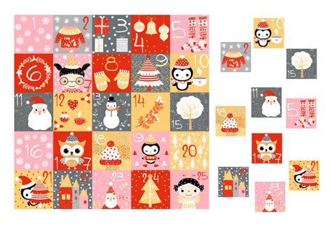 Printable Christmas Advent Calendar Countdown Numbers Cards By