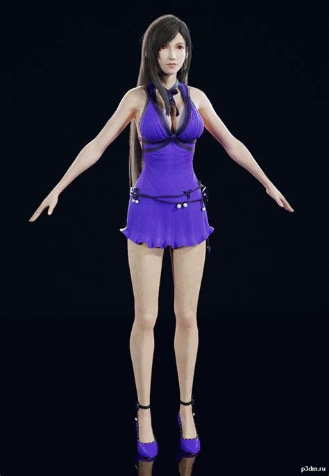 Final Fantasy Vii Remake Tifa Purple Dress 3d Model