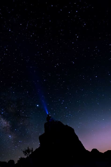 Download Wallpaper 800x1200 Silhouette Starry Sky Night Flashlight