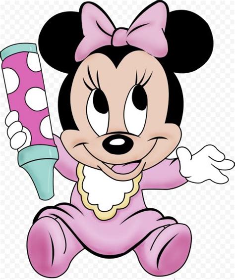 Hd Baby Minnie Mouse Sitting Down Holding Crayon Png In 2022 Minnie