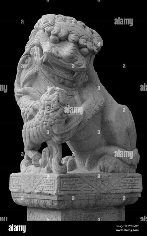 Lion Marble Face Chinese Lion Stone Carving Sculpture The Symbol Of