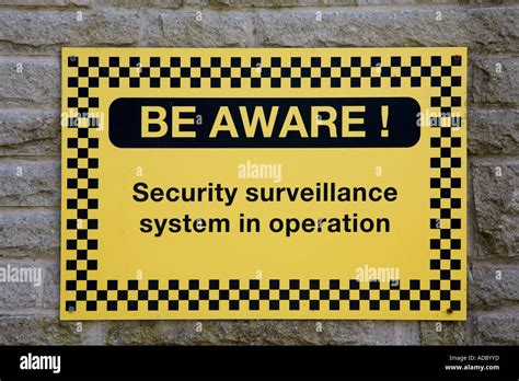 Be Aware Security Surveillance System Warning Sign On The Pavilion